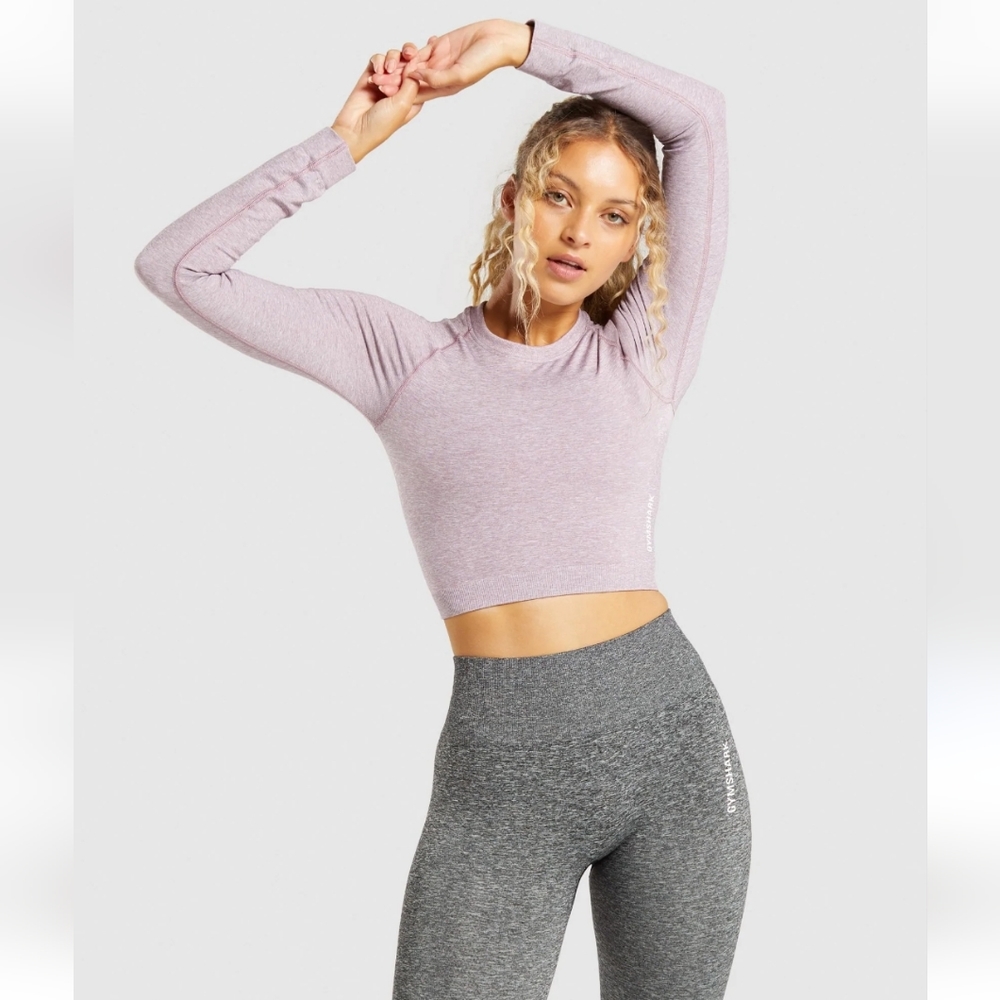 NWOT Gymshark Adapt Marl Seamless Fitted Long Sleeve Crop Top Medium